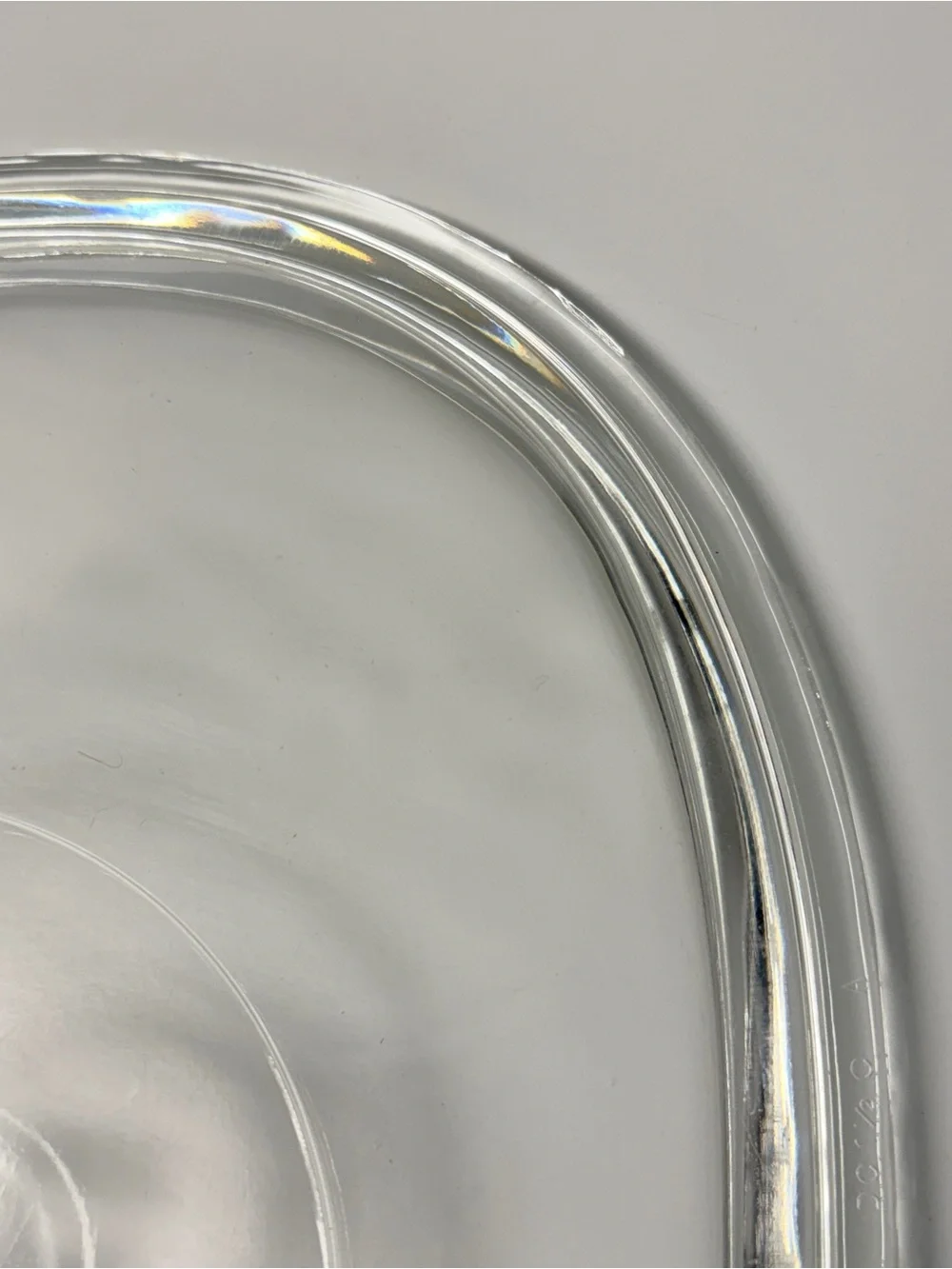 Pyrex DC 1 1/2 C A Clear Glass Oval Replacement Lid Rim Marked 32